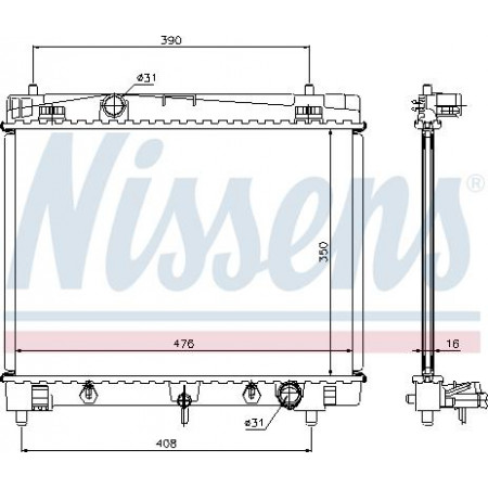 Radiator. motorkoeling Motorradiator past. TOYOTA YARIS YARIS - VIOS 1.0-1.5 TOYOTA YARIS II (_P9_), Hatchback, 01.2005 - 12.2014 Nissens 64682