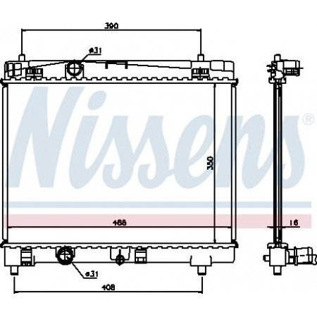 Radiator. motorkoeling Motorradiator past. TOYOTA YARIS YARIS - VIOS YARIS-HATCHBACK 1.0-1.0LPG-1.3 TOYOTA VIOS/YARIS II (_P9_), Sedan, 08.2005 - 12.2013 Nissens 64671A