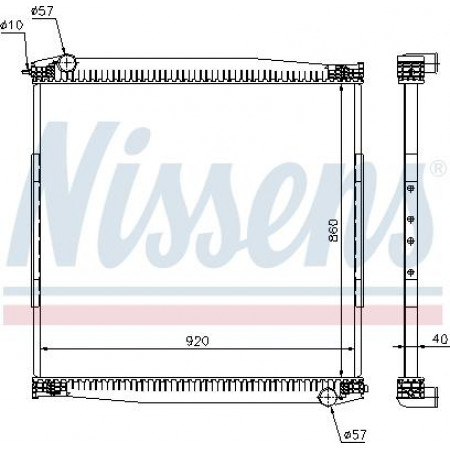 Radiator. engine cooling Engine radiator without frame fits. SCANIA 4 DC11.01-DT12.08 05.95-04.08 SCANIA 4 - series (LA4X2), 05.1995 - 04.2008 Nissens 640690