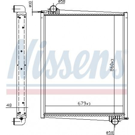 Radiateur. refroidissement du moteur Le radiateur moteur avec cadre de cabine surbaissé s'adapte. SCANIA 4 DC11.01-DT12.08 05.95-04.08 SCANIA 4 - série (LA4X2), 05.1995 - 04.2008 Nissens 64068A