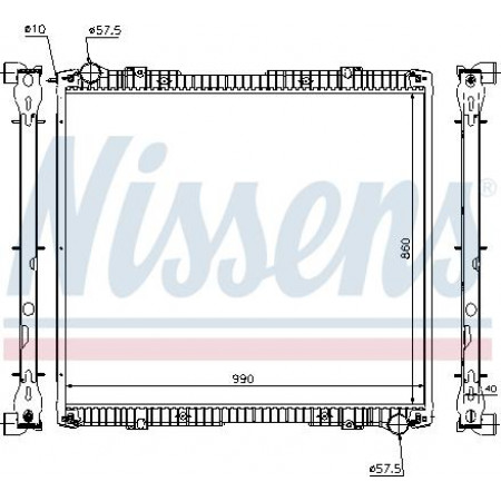 Radiator. engine cooling Engine radiator with frame fits. SCANIA PGRT DC11.08-DT16.08 03.04- SCANIA P,G,R,T - series (N320), 01.2003 - Nissens 64067A