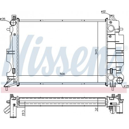 Radiateur. refroidissement du moteur Le radiateur du moteur s'adapte. SAAB 900 II 9-3 2.0-2.2D-2.3 SAAB 9-3 (YS3D), hayon, 02.1998 - 08.2003 Nissens 64037A