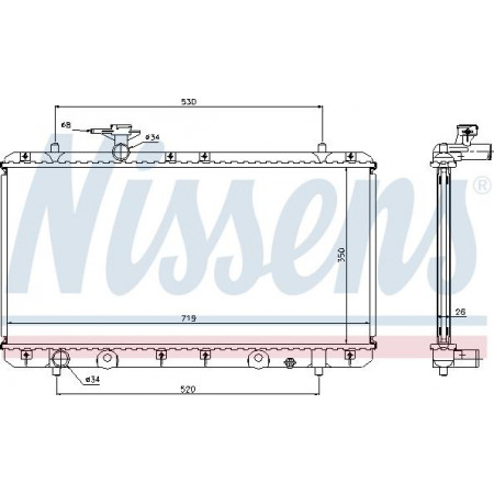 Radiator. motorkoeling Motorradiator past. SUZUKI LIANA 1.3-1.6 SUZUKI LIANA (ER), Touring, 07.2001 - 12.2007 Nissens 64167A
