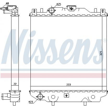 Radiator. engine cooling Engine radiator fits. DAEWOO TICO SUZUKI ALTO IV 0.8-1.0 SUZUKI ALTO (HA12, HA23), Hatchback, 10.1997 - 09.2004 Nissens 64174A