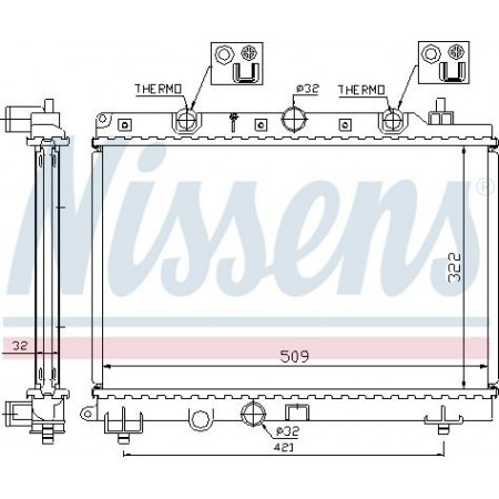Radiator. engine cooling Engine radiator fits. HONDA ACCORD V CIVIC VI MG MG ZS ROVER 400 II 45 I 2.0D ROVER 45 (RT), Hatchback, 02.2000 - 05.2005 Nissens 64304A