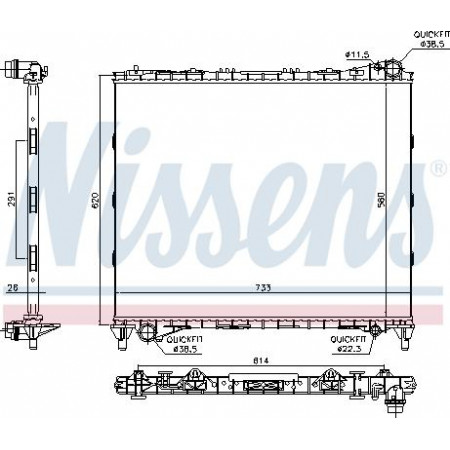 Radiator. motorkoeling Motorradiator past. LAND ROVER DEFENDER DISCOVERY V RANGE ROVER IV RANGE ROVER SPORT II 3.0-5.0 LAND ROVER RANGE ROVER SPORT (L494), Crossover, 04.2013 - Nissens 64331