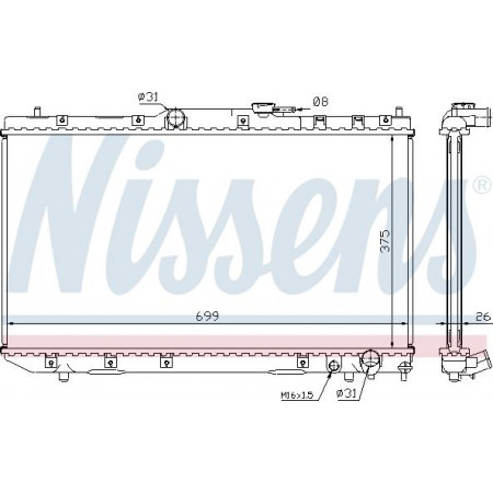 Radiator. motorkoeling Motorradiator past. TOYOTA AVENSIS 2.0D TOYOTA AVENSIS I (_T22_), Liftback, 09.1997 - 02.2003 Nissens 64785A