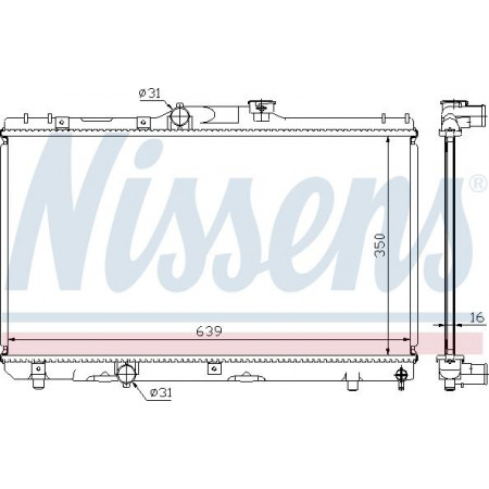 Radiator. engine cooling Engine radiator with the first matching elements fits. TOYOTA COROLLA 1.3-1.8 TOYOTA COROLLA VIII (_E11_), Touring, 04.1997 - 10.2001 Nissens 64786A