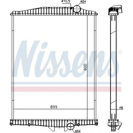 Radiator. motorkoeling Motorradiator zonder frame past. VOLVO FH12 FM FM10 FM12 FM7 FM9 FMX D10A320-D9B380 08.93- VOLVO FMX, 04.2010 - Nissens 654630