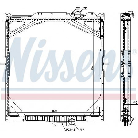 Termosifone. raffreddamento motore Radiatore motore con telaio adatto. VOLVO FH FH II FH12 FH16 NH12 D12A340-D16G750 08.93- VOLVO FH16 (FH), 08.1993 - Nissens 65462A