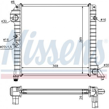 Radiator. motorkoeling Motorradiator past. VOLVO 440 460 480 1.6-2.0 VOLVO 460 L (464), Sedan, 09.1988 - 12.1996 Nissens 65518