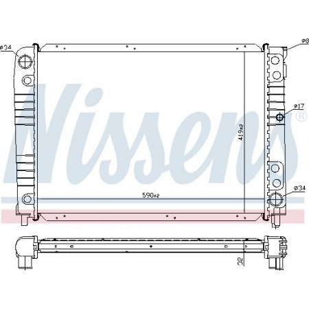 Radiator. motorkoeling Motorradiator past. VOLVO 740 940 940 II 2.3 VOLVO 940 (945), Combi, 08.1990 - 10.1995 Nissens 65537A