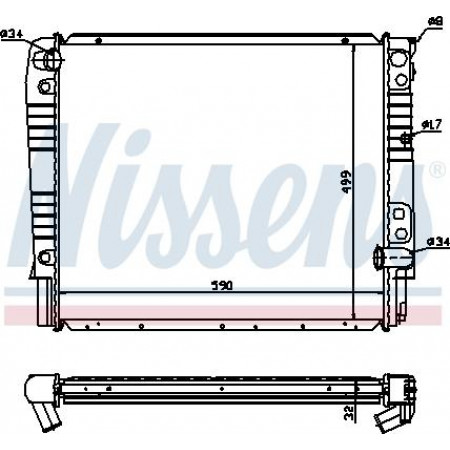 Radiator. motorkoeling Motorradiator past. VOLVO 940 940 II 960 2.4D VOLVO 960 (965), Combi, 08.1990 - 07.1994 Nissens 65528A