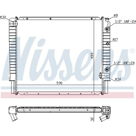 Radiator. motorkoeling Motorradiator past. VOLVO 940 940 II 960 2.4D VOLVO 960 (964), Sedan, 08.1990 - 07.1994 Nissens 65523A