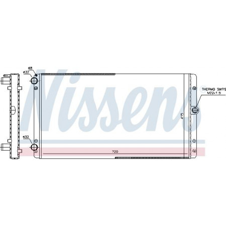 Radiator. engine cooling Engine radiator Manual fits. VW CALIFORNIA T4 CAMPER TRANSPORTER T4 2.5D VW TRANSPORTER IV (70B, 70C, 7DB, 7DK, 70J, 70K, 7DC, 7DJ), Bus, 09.1990 - 08.2004 Nissens 65301