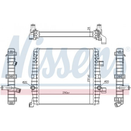 Radiator. engine cooling Engine radiator Automatic-Manual liquid intercooler VW TOUAREG 3.0 VW TOUAREG II (7P5, 7P6), Crossover, 01.2010 - 12.2018 Nissens 65323