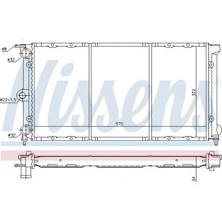 Radiator. motorkoeling Motorradiator past. VW PASSAT B2 SANTANA 1.6D VW SANTANA (32B), Sedan, 08.1981 - 12.1985 Nissens 652611