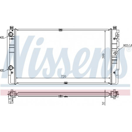 Radiator. engine cooling Engine radiator Manual fits. VW CALIFORNIA T4 CAMPER TRANSPORTER T4 1.9D-2.8 VW TRANSPORTER IV (70XD), Support frame, 07.1990 - 04.2003 Nissens 65238A