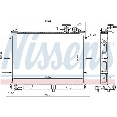 Termosifone. raffreddamento motore Radiatore motore Adattamento manuale. KIA PREGIO 2.7D KIA CARENS II (FJ), Furgone, 07.2002 - Nissens 66645