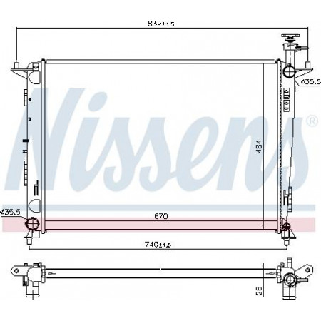 Termosifone. raffreddamento del motore Si adatta al radiatore motore automatico. KIA SORENTO III 3.3-3.5 KIA SORENTO III (UM), Crossover, 01.2015 - Nissens 666231