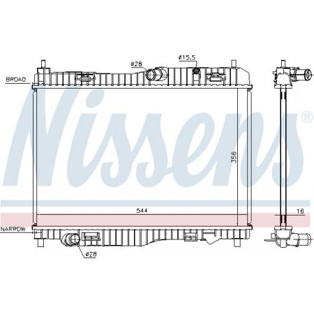 Radiator. engine cooling Engine radiator Manual fits. FORD B-MAX ECOSPORT FIESTA VI TOURNEO COURIER B460 TRANSIT COURIER B FORD TRANSIT COURIER B460 (JN8), Box/MPV, 02.2014 - Nissens 66858