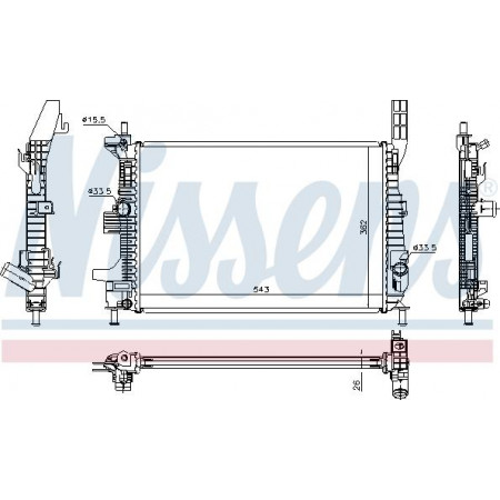 Radiator. engine cooling Engine radiator Manual fits. FORD C-MAX II FOCUS III FOCUS III-KOMBI GRAND C-MAX TOURNEO CONNECT FORD C-MAX II (DXA/CB7, DXA/CEU), Dubita, 04.2010 - Nissens 66860