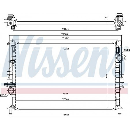 Radiador. resfriamento do motor Radiador do motor Ajustes manuais. FORD KUGA II 1.6-2.0D FORD KUGA II (DM2), Crossover, 05.2012 - Nissens 66863