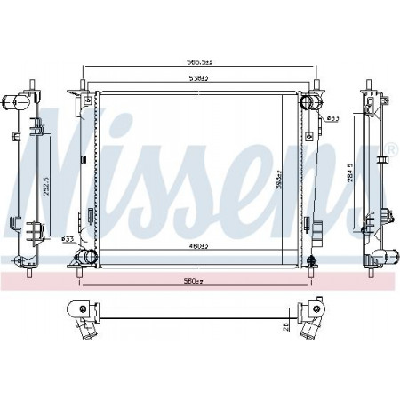 Radiador. resfriamento do motor Radiador do motor Ajustes manuais. KIA SOUL I 1.6D KIA SOUL (AM), Hatchback, 01.2009 - Nissens 66791