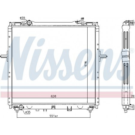 Radiator. engine cooling Engine radiator Manual fits. KIA SORENTO I 2.4 KIA SORENTO I (JC), Crossover, 08.2002 - Nissens 66768