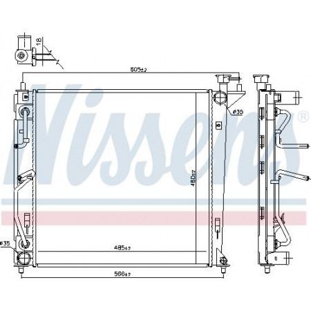 Radiador. resfriamento do motor O radiador do motor se encaixa. HYUNDAI IX35 KIA CARENS IV SPORTAGE III 1.7D-2.0D KIA CARENS IV (RP), Dubita, 03.2013 - Nissens 66763