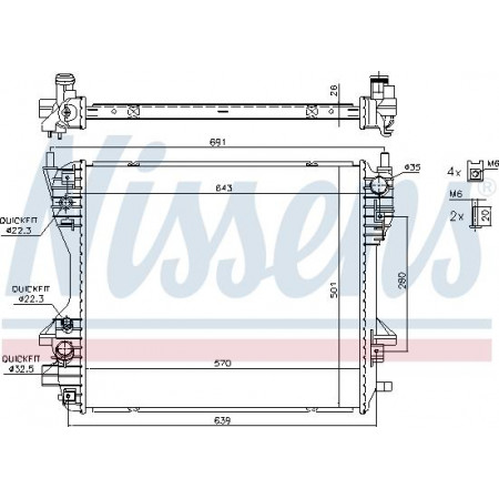 Radiador. resfriamento do motor Radiador do motor Ajustes manuais. JAGUAR XF I XF SPORTBRAKE XJ 2.0-2.2D-3.0D JAGUAR XJ (X351), Sedan, 10.2009 - Nissens 66709