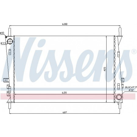 Radiator. engine cooling Engine radiator with the first matching elements fits. JAGUAR X-TYPE I 2.0D-3.0 JAGUAR X-TYPE (X400), Touring, 09.2003 - 12.2009 Nissens 66704