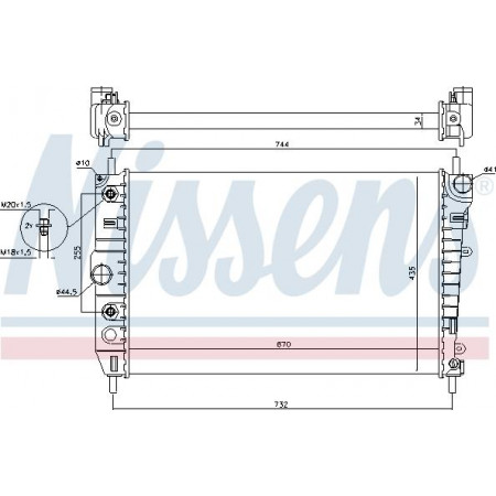 Radiator. motorkoeling Motorradiator past. JAGUAR XJ XK 8 4.0-4.2 JAGUAR XK 8 (X100), Cabriolet, 03.1996 - 12.2006 Nissens 66701