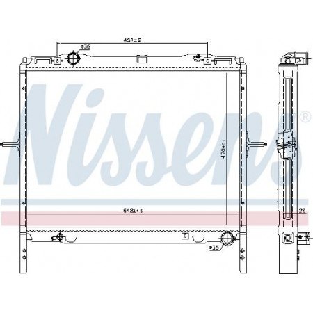 Radiator. engine cooling Engine radiator Manual fits. KIA SORENTO I 2.5D KIA SORENTO I (JC), Crossover, 08.2002 - Nissens 66779