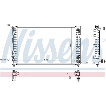 Radiator. engine cooling Engine radiator with the first matching elements fits. AUDI A4 B5 A6 C5 SKODA SUPERB I VW PASSAT B5 AUDI A6 II (4B2, C5), Sedan, 01.1997 - 08.2005 Nissens 60495