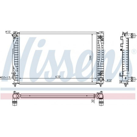 Radiator. engine cooling Engine radiator with the first matching elements fits. AUDI A4 B5 A6 C5 2.4-2.6-2.8 AUDI A6 Avant (4B5, C5), Touring, 11.1997 - 01.2005 Nissens 60498