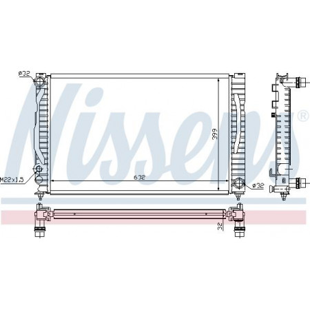 Radiator. engine cooling Engine radiator with the first matching elements fits. AUDI A4 B5 A6 C5 SKODA SUPERB I VW PASSAT B5 AUDI A6 II (4B2, C5), Sedan, 01.1997 - 08.2005 Nissens 60497