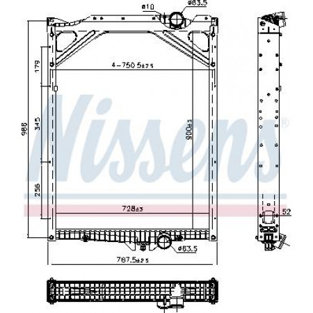 Termosifone. raffreddamento motore Radiatore motore con telaio adatto. VOLVO B6 B7 D6A180-TD63ES 11.91- VOLVO B7 (R6), Autobus, 01.1992 - Nissens 606978