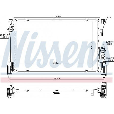 Radiator. motorkoeling Motorradiator past. MERCEDES MARCO POLO CAMPER W447 V W447 VITO MIXTO DUBBELE CABINE VITO TOURER MERCEDES-BENZ VITO (W447), Van, 10.2014 - Nissens 606453