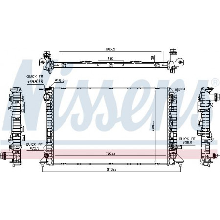 Radiator. racire motor Radiator motor se potriveste. PORSCHE MACAN 2.9-3.6 PORSCHE MACAN (95B), Crossover, 02.2014 - Nissens 606466
