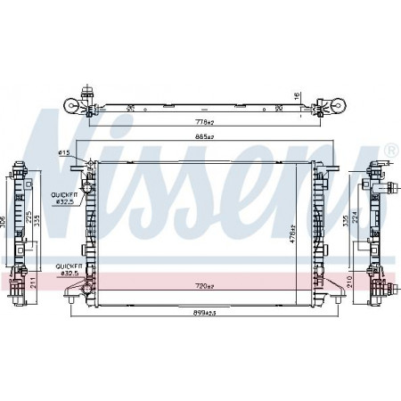 Radiator. motorkoeling Motorradiator past. AUDI A4 ALLROAD B9 A4 B9 A5 A6 C8 1.4-2.0H AUDI A5/S5 II (F57, F5E), Cabriolet, 11.2016 - Nissens 606463