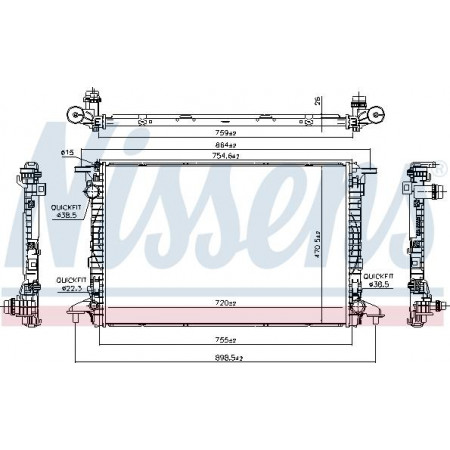 Radiator. motorkoeling Motorradiator past. AUDI A4 ALLROAD B9 A4 B9 A5 A6 ALLROAD C8 A6 C8 A7 A8 D5 Q5 Q7 2.0H-3.0DH AUDI A6 (4A2, C8), Sedan, 02.2018 - Nissens 606462
