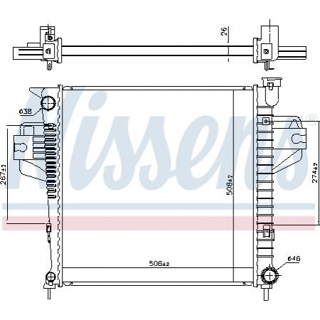 Termosifone. raffreddamento del motore Il radiatore del motore si adatta. JEEP CHEROKEE 3.7 JEEP CHEROKEE (KJ), Crossover, 03.2001 - 01.2008 Nissens 606555