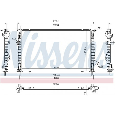 Termosifone. raffreddamento del motore Il radiatore del motore si adatta. FORD TOURNEO CUSTOM V362 TRANSIT CUSTOM V362 TRANSIT V363 2.0D-2.0DH FORD TRANSIT V363 (FED, FFD), Telaio di supporto, 08.2013 - Nissens 606537