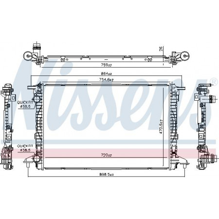 Radiator. engine cooling Engine radiator fits. AUDI A4 ALLROAD B9 A4 B9 A5 A6 C8 A7 Q5 Q7 VW TOUAREG 1.4-2.0H AUDI A6 (4A2, C8), Sedan, 02.2018 - Nissens 606573