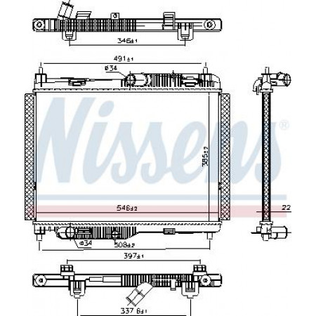 Radiator. motorkoeling Motorradiator past. FORD ECOSPORT FIESTA VII PUMA TOURNEO COURIER B460 TRANSIT COURIER B460 TRA FORD FIESTA VII, Van, 09.2018 - Nissens 606662