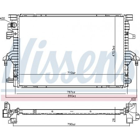 Radiador. resfriamento do motor O radiador do motor se encaixa. VW CALIFORNIA T6 CAMPER MULTIVAN T6 TRANSPORTER T6 TRANSPORTER T6 - CARAVEL VW TRANSPORTER VI (SGB, SGG, SGJ), Ônibus, 04.2015 - Nissens 606088