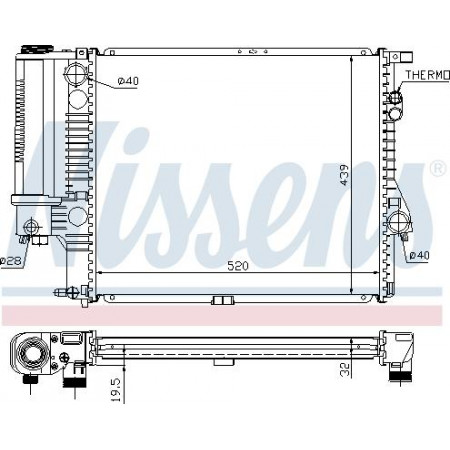 Radiador. Refrigeración del motor Se adapta al radiador del motor Automático-Manual. BMW 5 E39 2,0-2,5-2,8-09,00 BMW 5 Touring IV (E39), Touring, 09,1996 - 06,2004 Nissens 60607