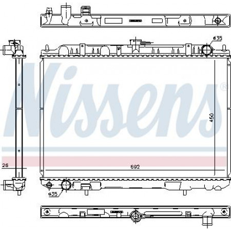 Radiador. resfriamento do motor Radiador do motor Ajustes manuais. NISSAN X-TRAIL I 2.2D -01.07 NISSAN X-TRAIL (T30), Crossover, 01.2001 - 12.2013 Nissens 606160