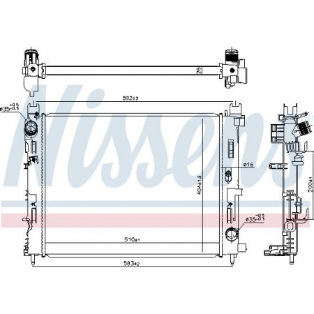 Radiador. resfriamento do motor O radiador do motor se encaixa. DACIA DOKKER DOKKER EXPRESS-MINIVAN DUSTER LODGY LOGAN II LOGAN MCV II SAND DACIA LOGAN II (DJF), Sedan, 10.2012 - Nissens 606845